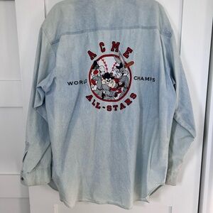 ACME Light Blue Casual Button Down Shirt with Bold Graphic